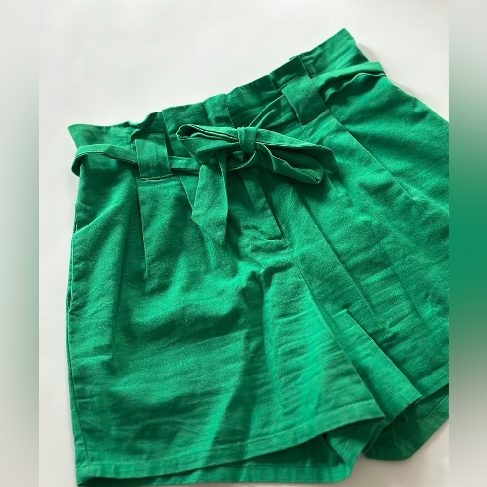 fab'rik High Waist Green Shorts with Sash - Picture 11 of 12
